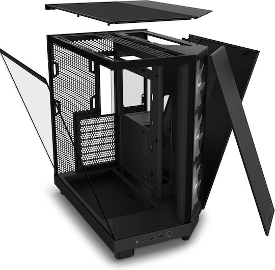 NZXT H6 Flow RGB Gaming Midi Tower Κουτί Υπολογιστή με Πλαϊνό Παράθυρο Μαύρο
