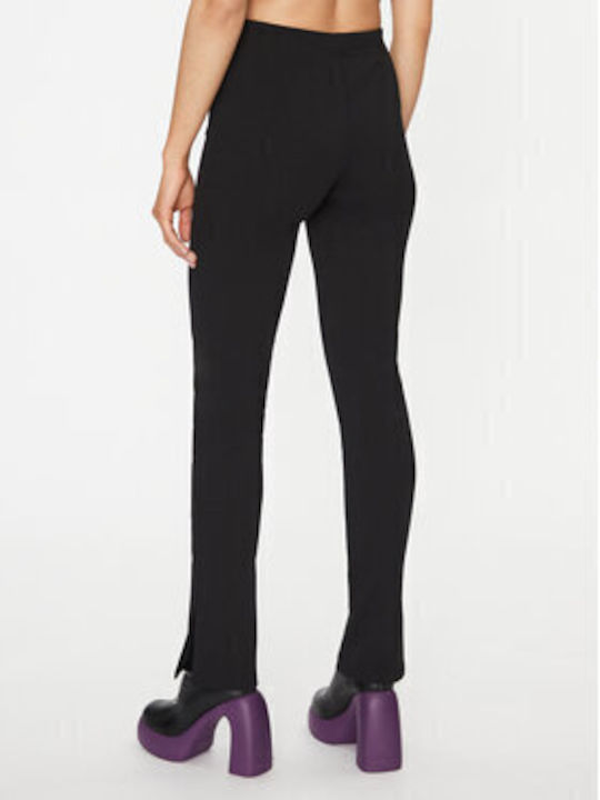 Noisy May Women's Fabric Trousers in Straight Line Black