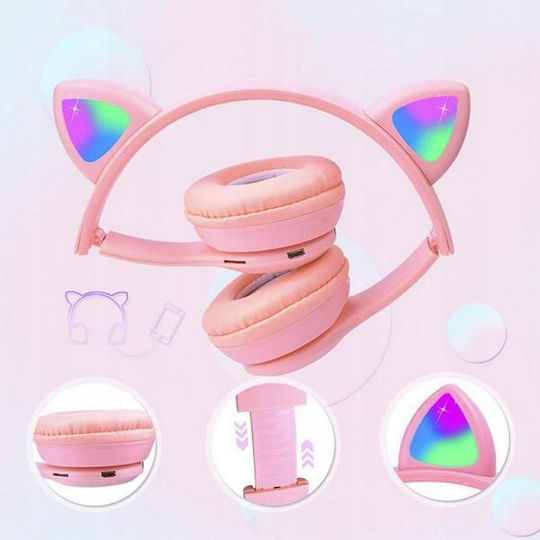P47M Cat Ear Fără fir / Cu fir Pentru copii On Ear Căști cu Radio Roz