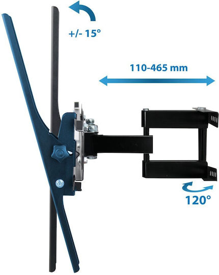 Esperanza ERW004 Βάση Τηλεόρασης Τοίχου έως 70" και 55kg Μαύρο
