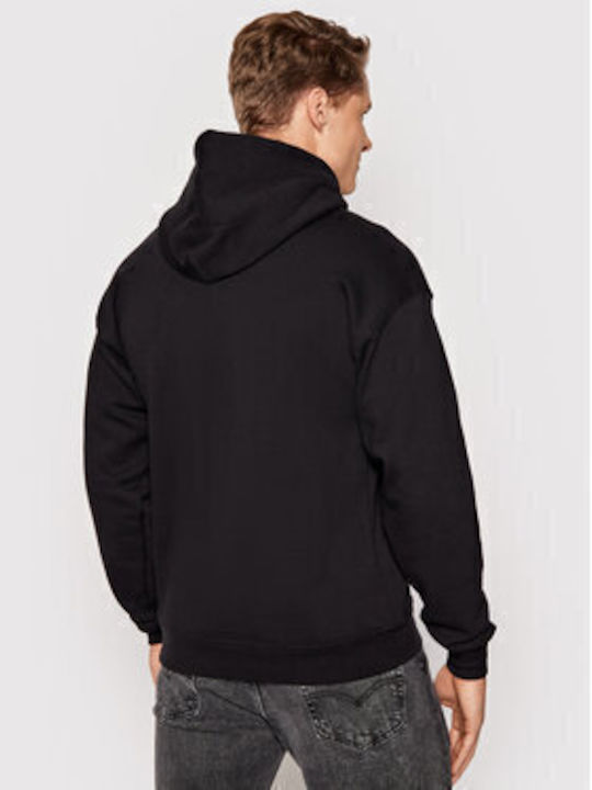 Flame Men's Sweatshirt with Hood & Pockets Μαύρο.