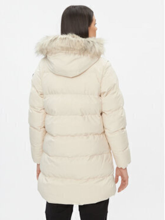 Blossom Women's Short Puffer Jacket for Winter Ecru.