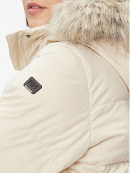 Blossom Women's Short Puffer Jacket for Winter Ecru.