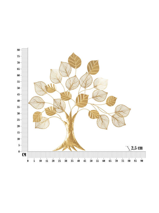 Mauro F Wall Decor Gold Made of Metal 81x2.5x78cm