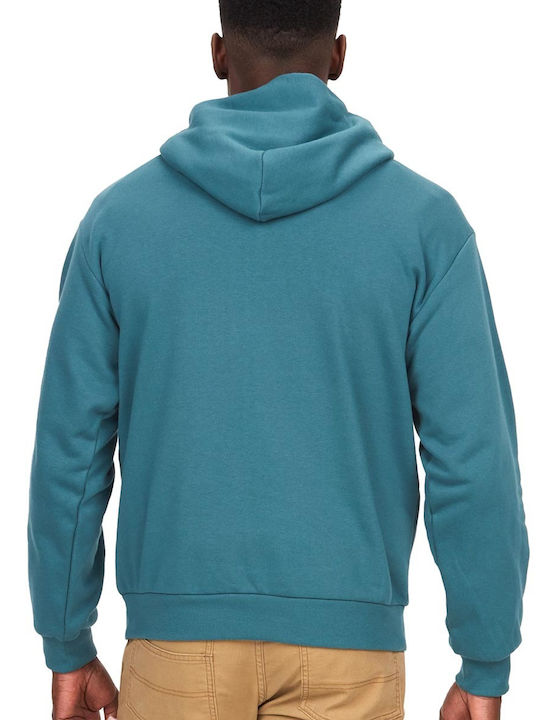 Marmot Herren Sweatshirt mit Kapuze und Taschen Petrol Blau