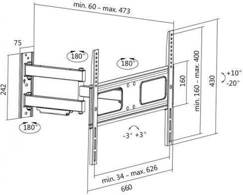 LogiLink BP0019 Επιτοίχια έως 70" και 50kg