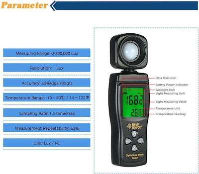 AS803+ Φωτόμετρο με Εύρος Μέτρησης έως 100000 Lux