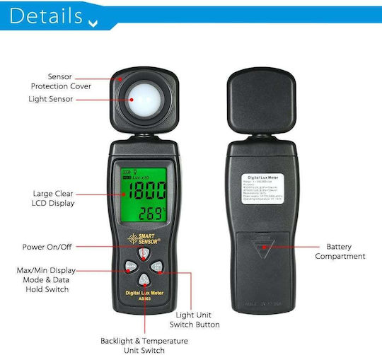Photometer 100000 Lux AS803+