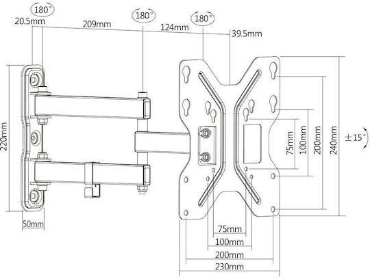 Digitus DA-90357 DA-90357 Wandhalterung für Fernseher mit Arm bis 42" und 30kg