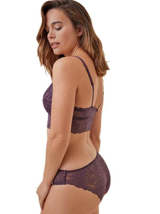Promise Комплект Дамско Бельо Bralette с Бразилско Бордо