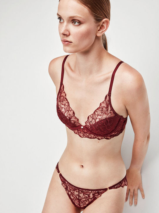 Gisela Spitzen Unterwäsche-Set für Damen BH mit Brasilien Burgundy