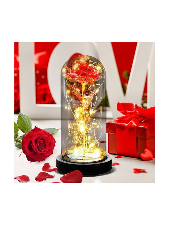 ecarla Plantă Artificială Decorativă Rose Multicolour în Yala cu LED 1buc