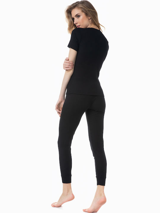 Minerva Damen Thermo Kurzarmshirt Schwarz