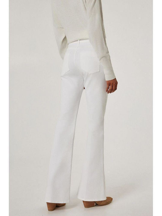 High Waist Women's Jean Trousers Flared in Regular Fit White