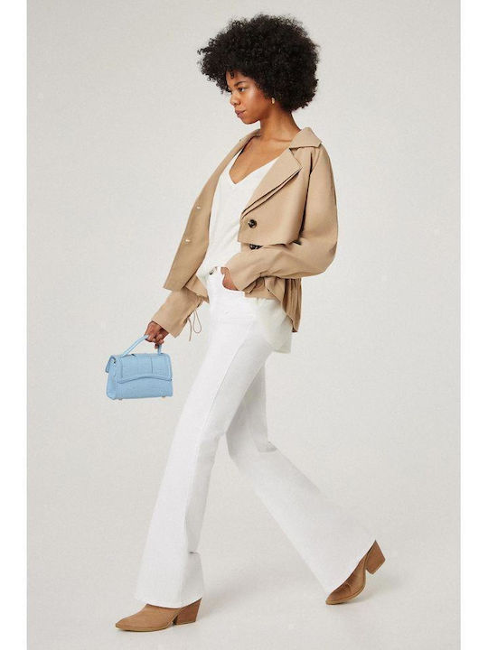 High Waist Women's Jean Trousers Flared in Regular Fit White