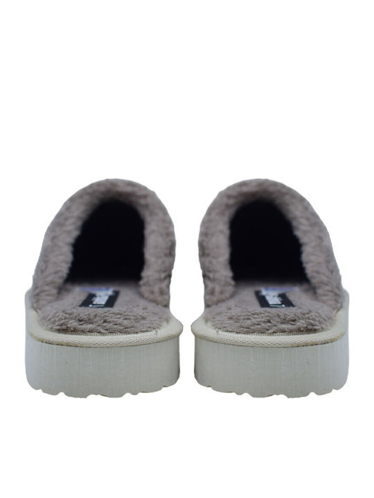 Winter Women's Slippers with Fur Beige