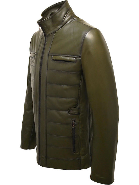 Δερμάτινα 100 Herren Winter Jacke Leder Grün