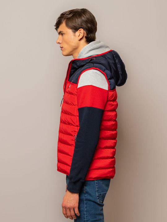 Heavy Tools Men's Sleeveless Puffer Jacket Waterproof Red