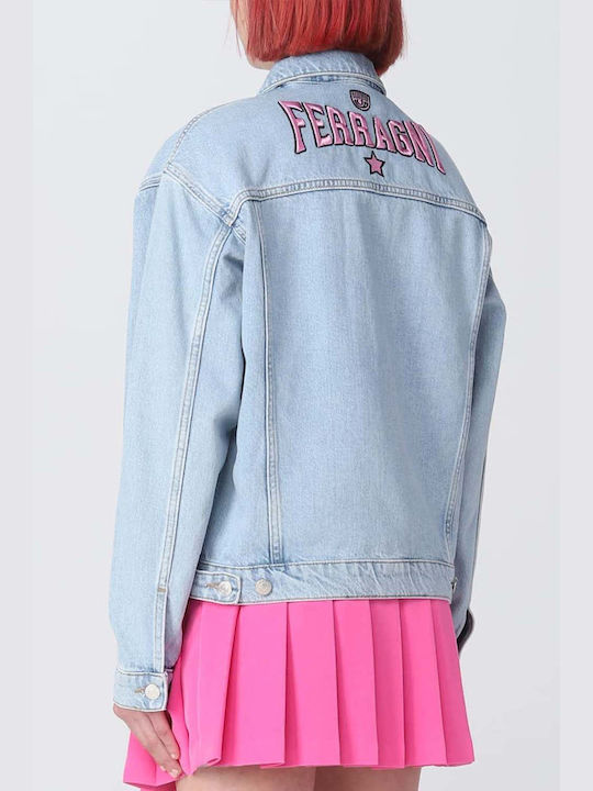 Chiara Ferragni Women's Short Jean Jacket for Spring or Autumn indigo