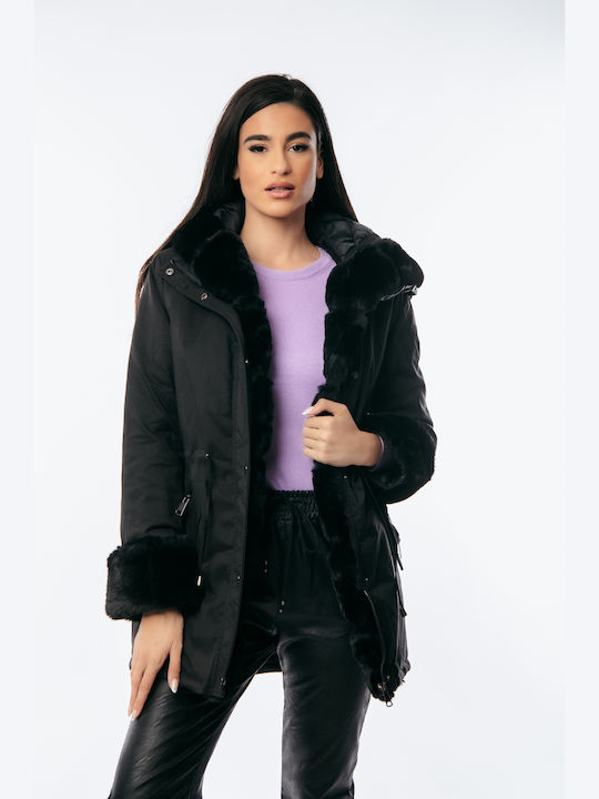Lungă Jachetă de femei Puffer Black