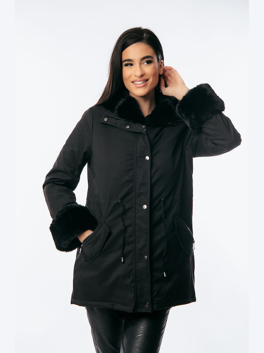 Lungă Jachetă de femei Puffer Black