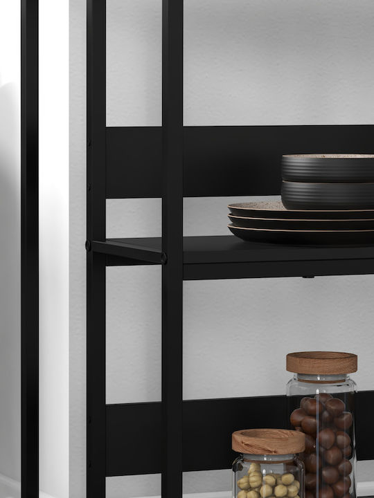HomCom HomCom Kitchen Rack Metallic 3 Tiers Black 100x50x90cm