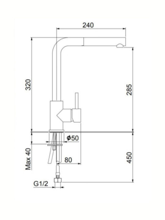 Fiore Kitchen Faucet Counter Silver