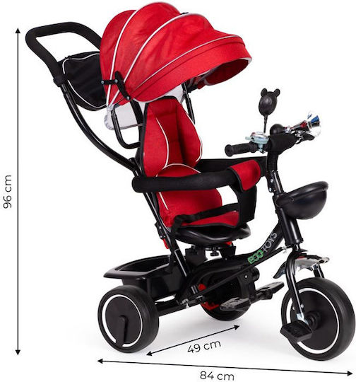 Ecotoys Τρίκυκλο Ποδήλατο Πτυσσόμενο με Χειρολαβή Γονέα για 1-5 Ετών Κόκκινο