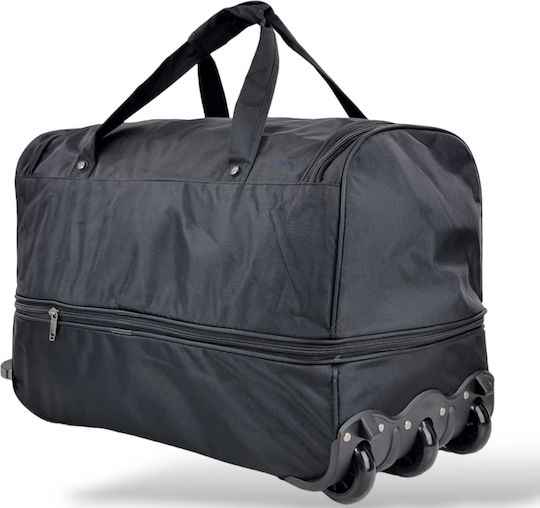 Playbags Σακ Βουαγιάζ 90lt Μαύρο με Ρόδες Υφασμάτινο Μ59xΠ21xΥ27εκ.