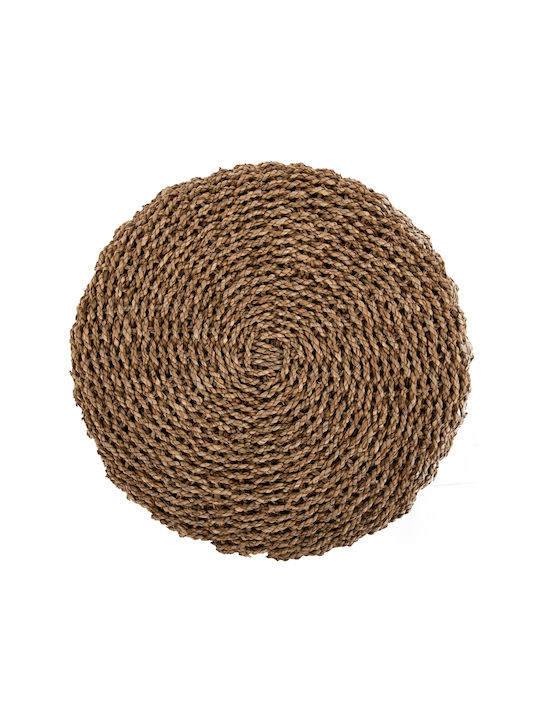 Stool For Living Room Wicker Beam Natural & Black 43x43x45cm