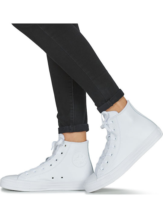 All Star Monochrome Cuir Damen Stiefel Weiß