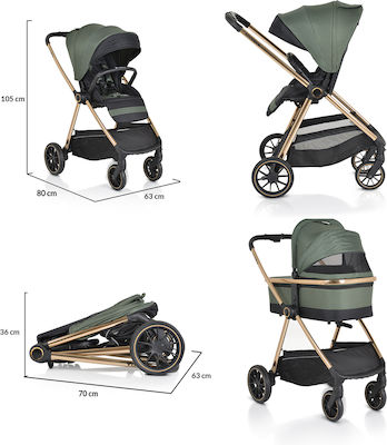 Cangaroo Hydra Verstellbar 3 in 1 Baby Kinderwagen Geeignet für Neugeborene Volcano Black