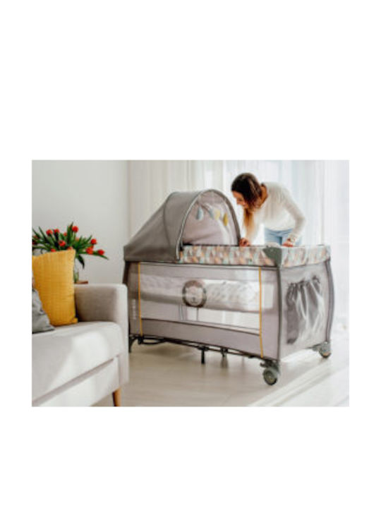 Lionelo Sven Plus Playpen 2 Levels with Changing Table & Mattress Grey Stone 127x65cm
