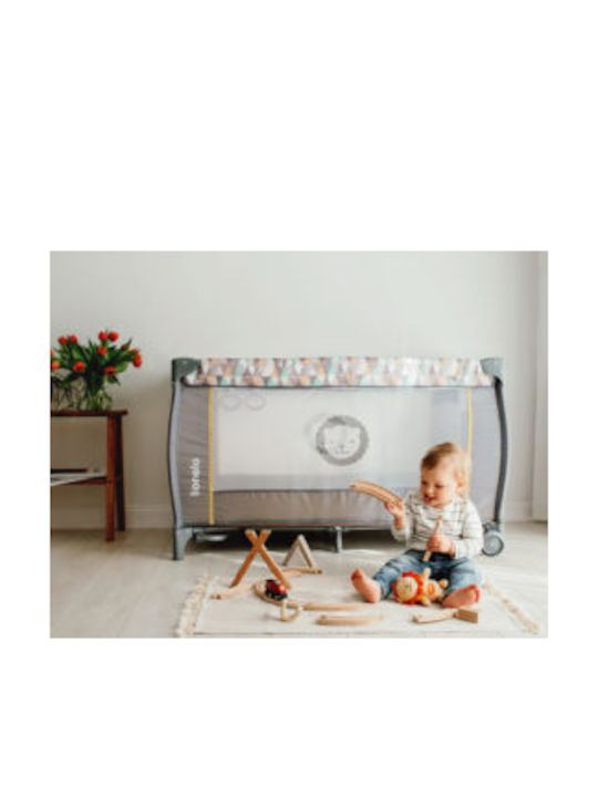 Lionelo Sven Plus Playpen 2 Levels with Changing Table & Mattress Grey Stone 127x65cm