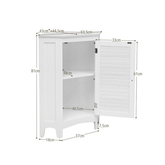 Costway Badezimmerschrank 43x43x81 cm Weiß