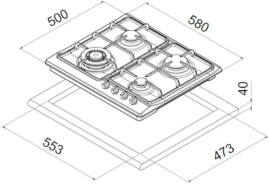 La Germania Natural Gas Cooktop Autonomous 58x50εκ.