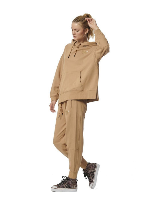Παντελόνι Φόρμας με Λάστιχο Fleece Mocha brown