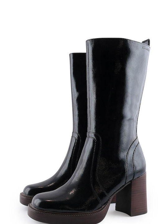 Tamaris Patent Leather High Heel Women's Boots Black