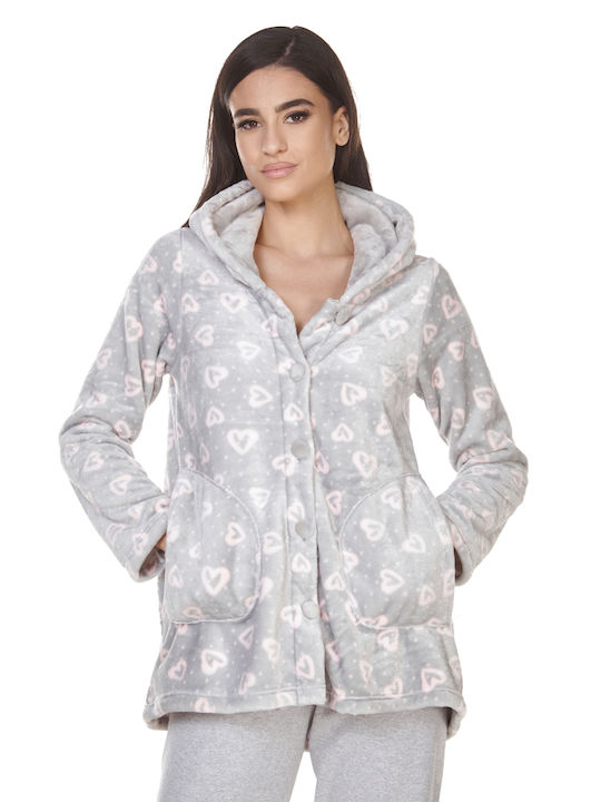 Comfort Winter Women's Fleece Robe Grey