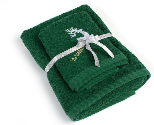 Dimcol Set of Towels 2 pcs Rudolph Green