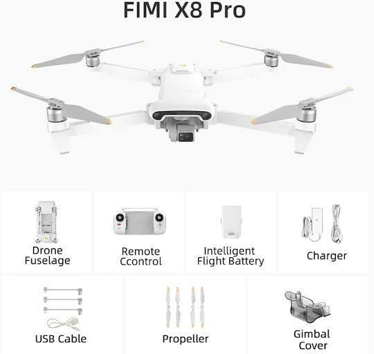 Fimi X8 Pro Drone Mini 5.8 GHz with 4K 30fps HDR Camera White