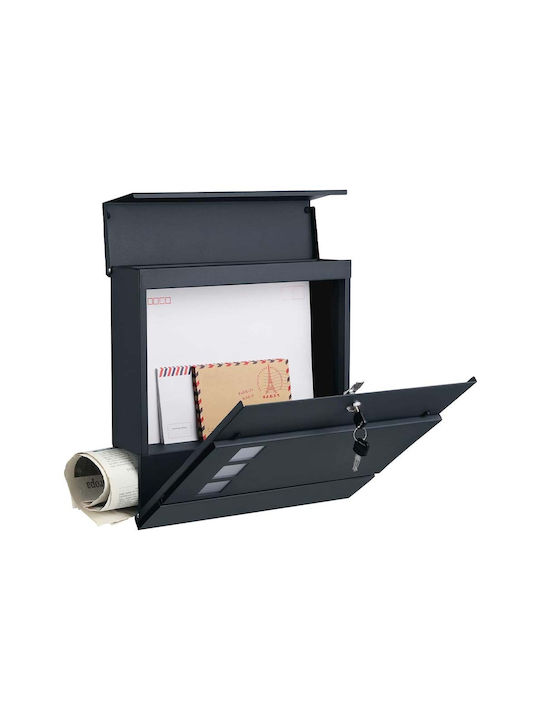 Songmics Outdoor Mailbox Metallic in Black Color 37x10.5x37cm
