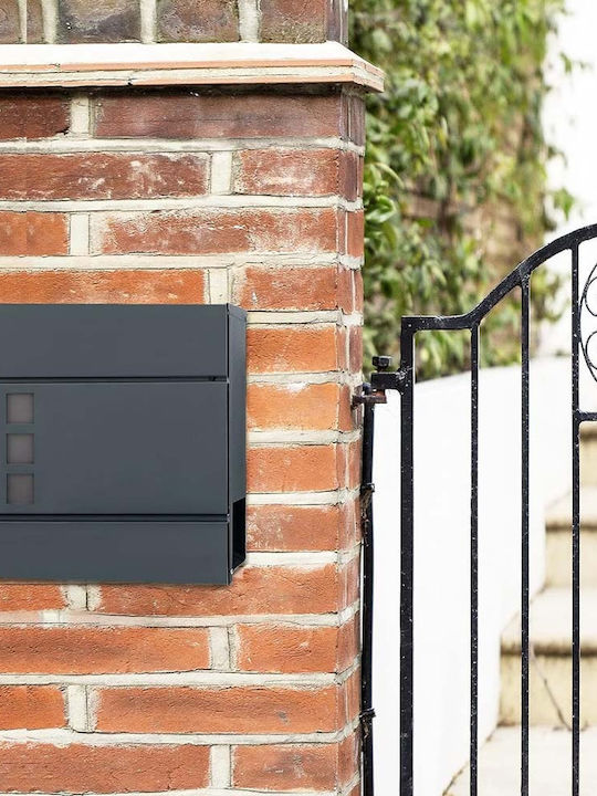 Songmics Outdoor Mailbox Metallic in Black Color 37x10.5x37cm