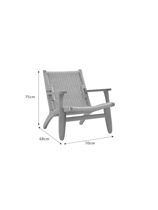 Outdoor Armchair Wooden Chiara Natural 70x68x75cm