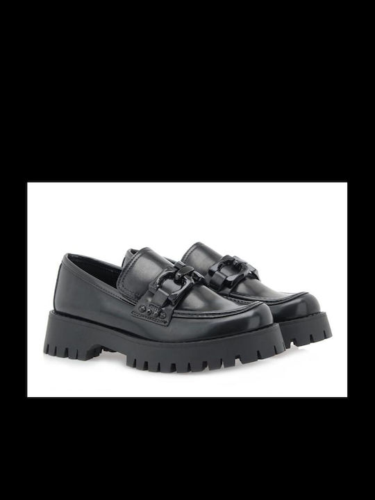 Exe Patent Leather Women's Moccasins in Black Color