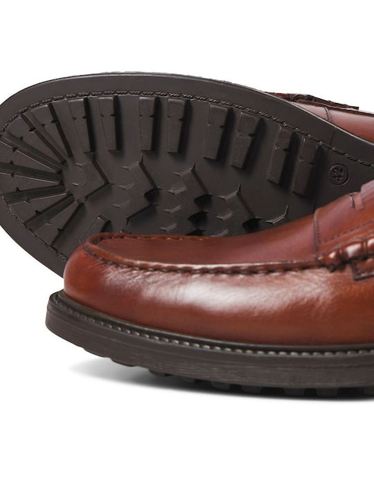 Jack & Jones Men's Leather Loafers Tabac Brown