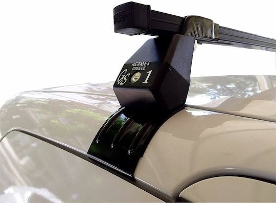 GS Steel Car Roof Bars 110cm for Toyota Yaris 3D Set with Roof Rack Legs and Lock Silver