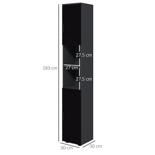Kleankin Badezimmersäule Boden H30xB30xH183cm Schwarz