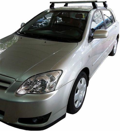Menabo Autodachträger Aluminium für Toyota Corolla 5D 2002 2007 mit Dachträgerfüßen und Schloss Silber