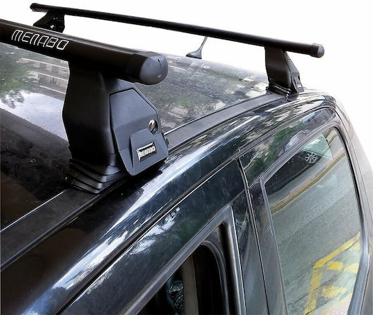 Menabo Steel Car Roof Bars for Peugeot 307 5D Set with Roof Rack Legs Silver